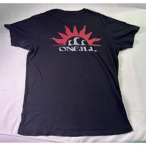 O'Neill T-Shirt Medium M Black Sun Wave Logo Graphic Surf Beach Standard Fit
